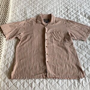 Woolrich Men's Brown and White Plaid Shirt